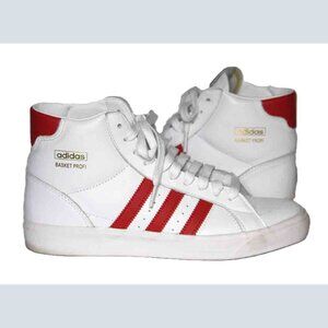 Adidas Basket Profi Hi White Red Athletic Leather Shoes Sneakers Men's Size 8 US